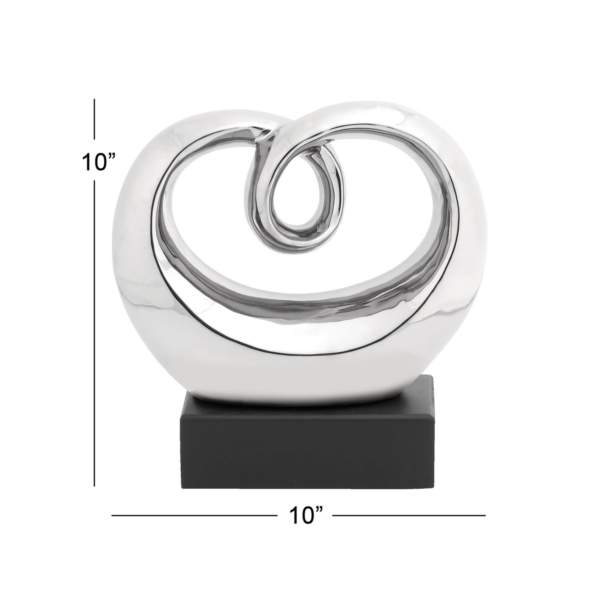 10" Silver Ceramic Modern Abstract Sculpture